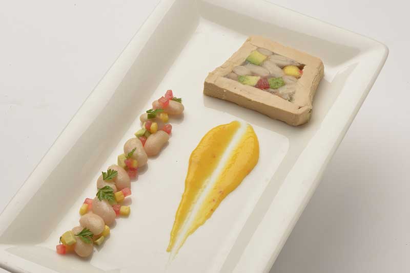 Recette Cubisme de foie gras Haricot Tarbais